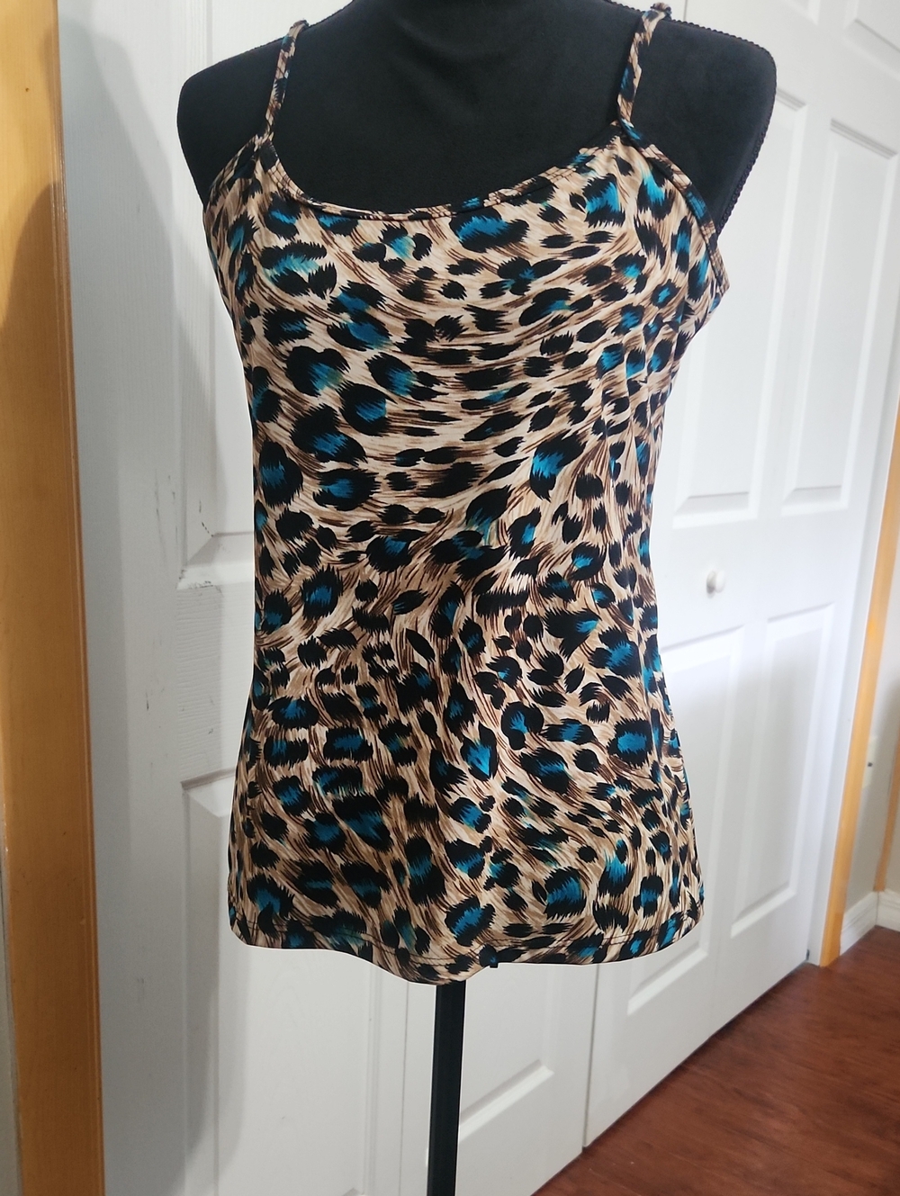 Teal & Beige Leopard-Print Cami Tank by Clear Sky
